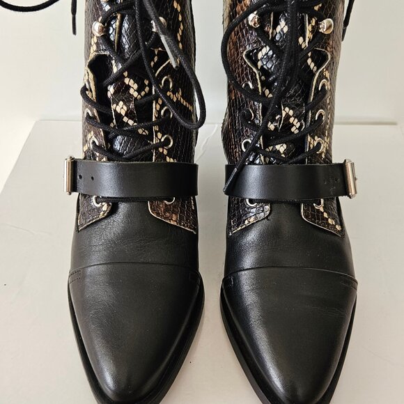 AllSaints Katy Ankle Boots - Black + Snake - Picture 5 of 8